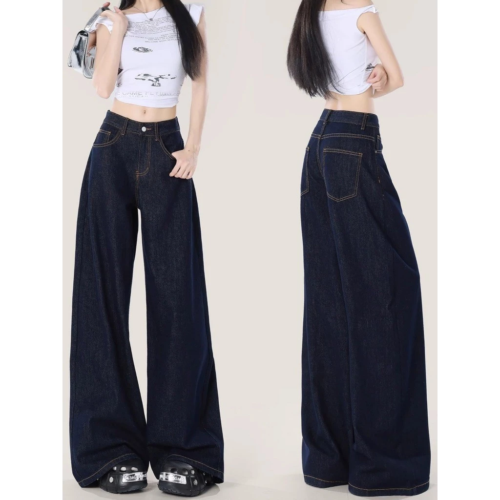 Quần Jean Nữ Suông Ống Rộng 28CM Cạp Cao Chỉ Nổi BeU Quần Bò Ống Suông Rộng Lưng cao HOTTREND Dễ Phối Đồ Siêu Hack Dáng