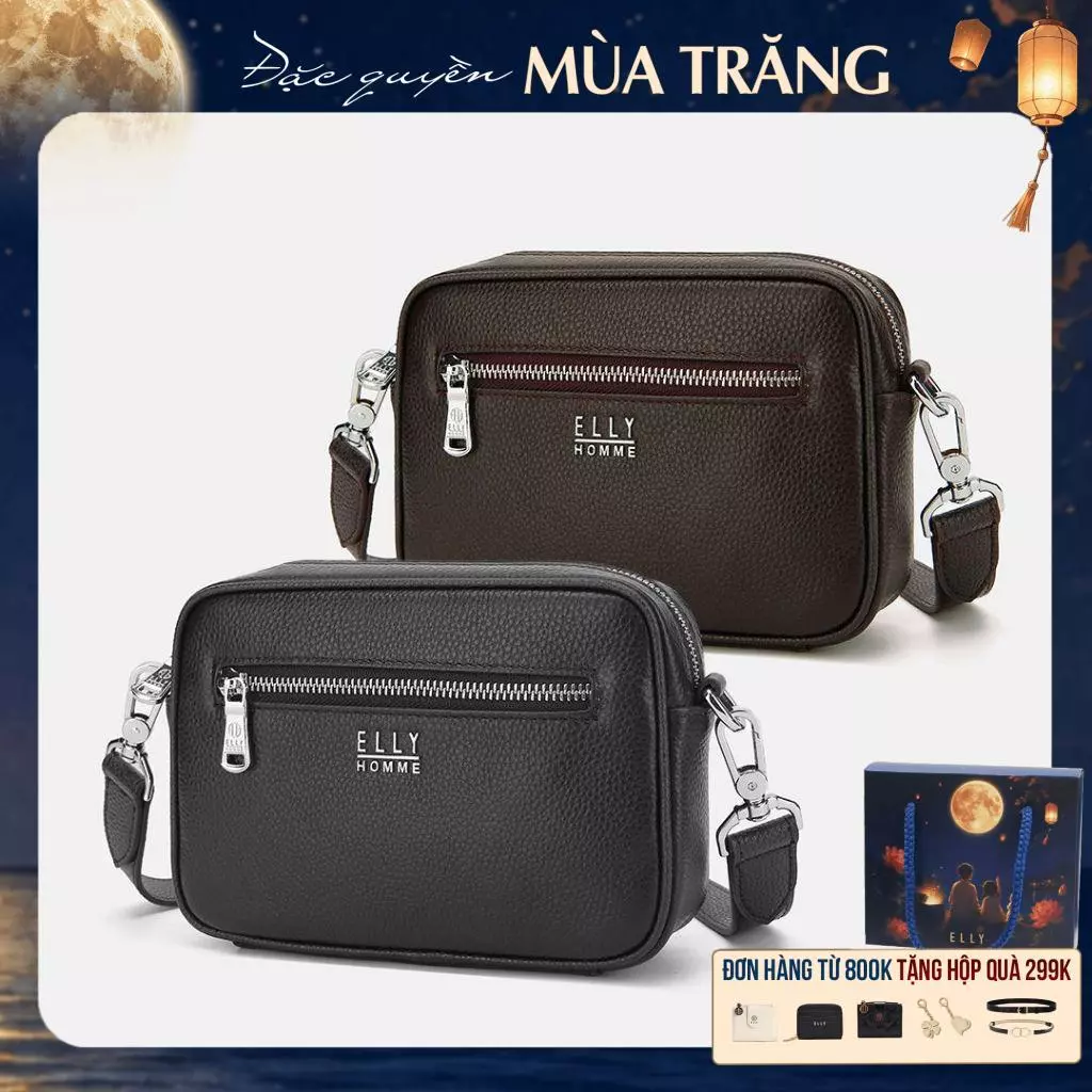 Túi đeo chéo clutch nam da thật ELLY HOMME ETM23 cao cấp chính hãng