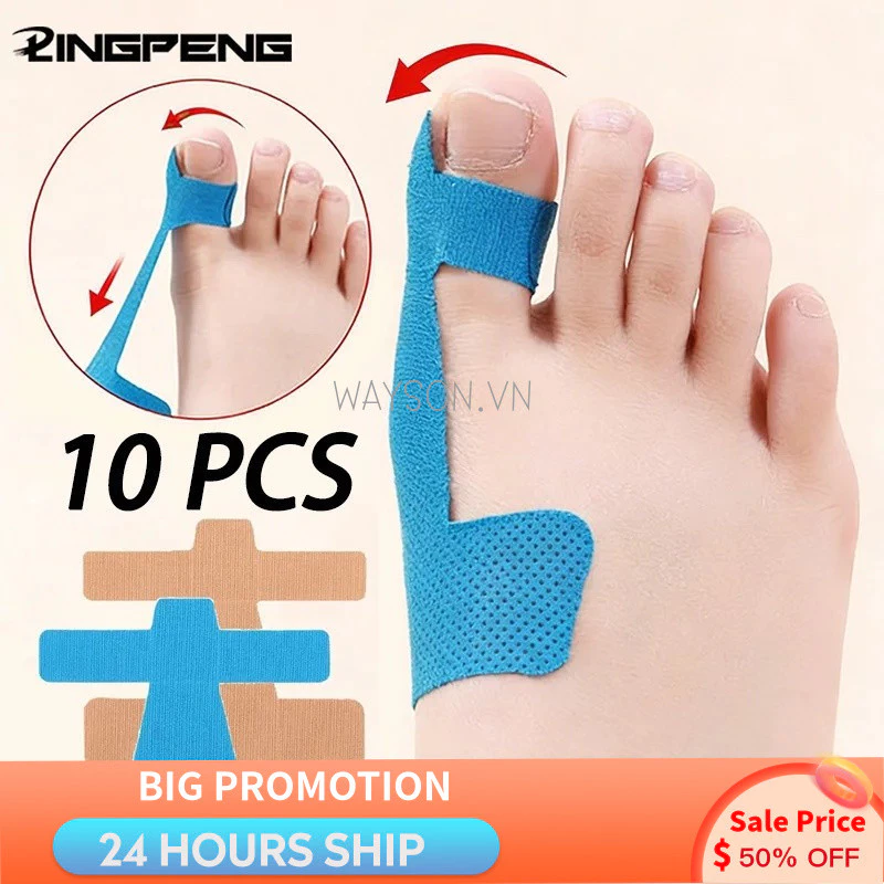 {SẴN SÀNG} 10 CÁI Bunion Corrector & Giảm đau Băng thể thao Kinesiology cho Bunions & Turf Toe, Miếng đệm ngón chân to / Tách / Băng duỗi