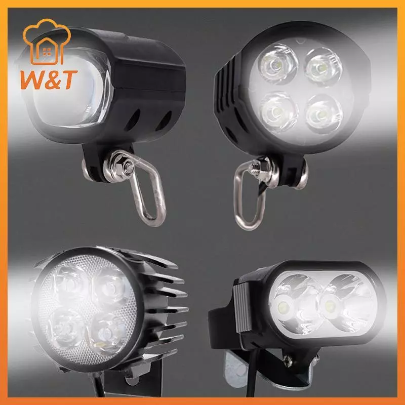 [W & T] Đèn xe đạp điện 36-72V có còi LED 12W Xe tay ga điện LED Đèn trước chống nước Đèn pha đi xe đạp cho xe đạp điện mới