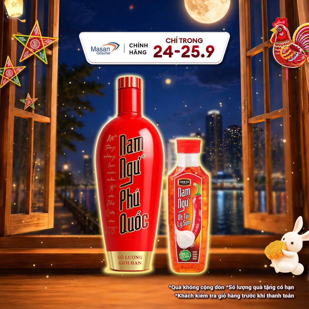 Combo 1 Nước mắm Nam Ngư Phú Quốc chai x 500ml + 1 Nước mắm cá cơm Nam Ngư chai thủy tinh chai x 500ml
