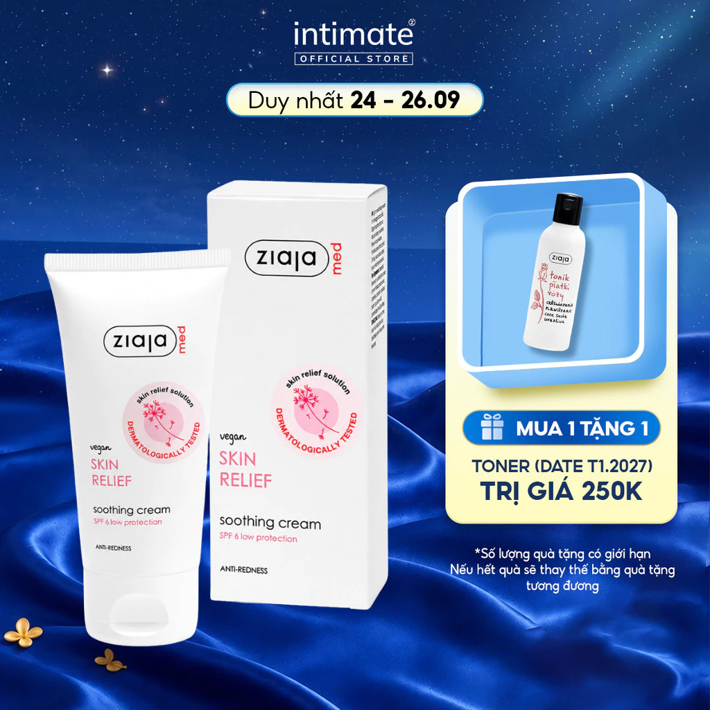 Kem Dịu Da Ngừa Mẩn Đỏ Ziaja Med Skin Relief Dermatological Formula Cho Da Nhạy Cảm, Bị Kích Ứng 50ml