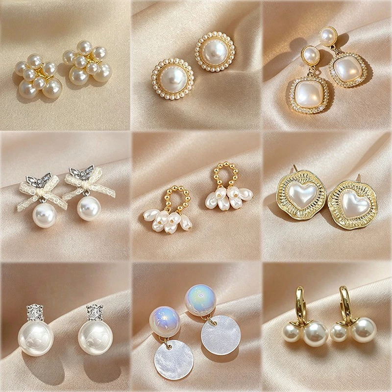 2 Cái / bộ Thời Trang Phong Cách Mới Giả Ngọc Trai Bông Tai Nữ