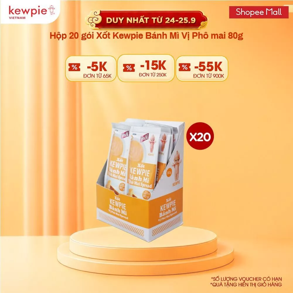 Hộp 20 gói Xốt Kewpie Bánh Mì Vị Phô mai 80g