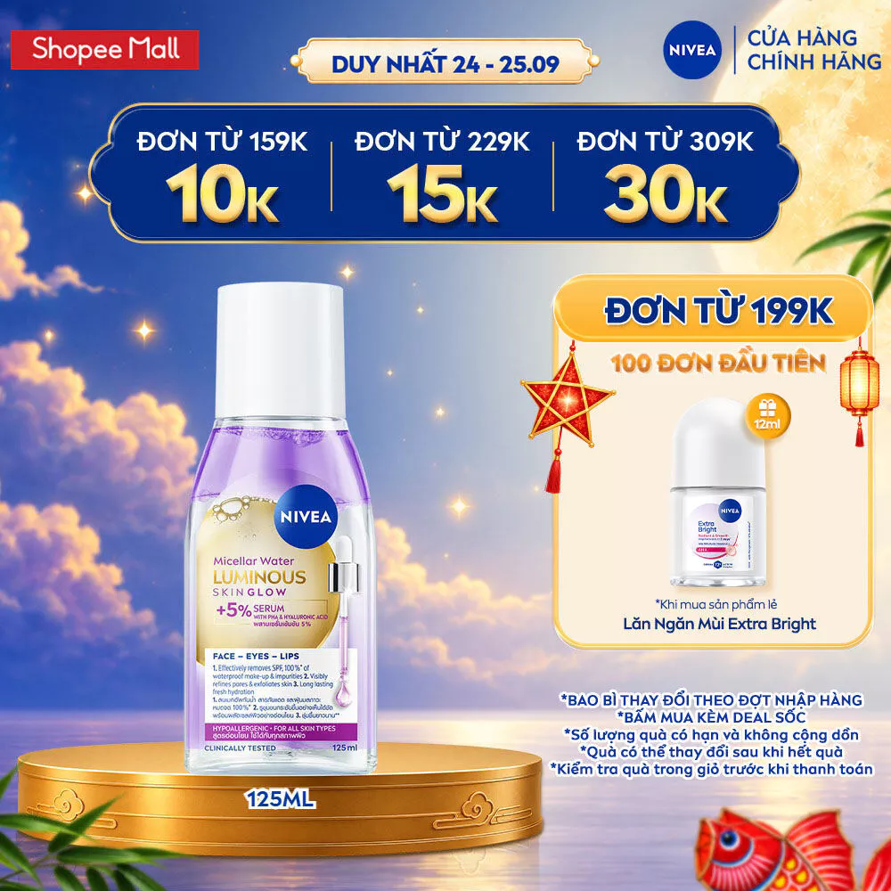 Nước Tẩy Trang NIVEA Sạch Sâu 125ml Dùng Được Cho Mắt Môi - Ngừa Mụn/ Dưỡng Sáng/ Dịu Da - 99405/94299/94291