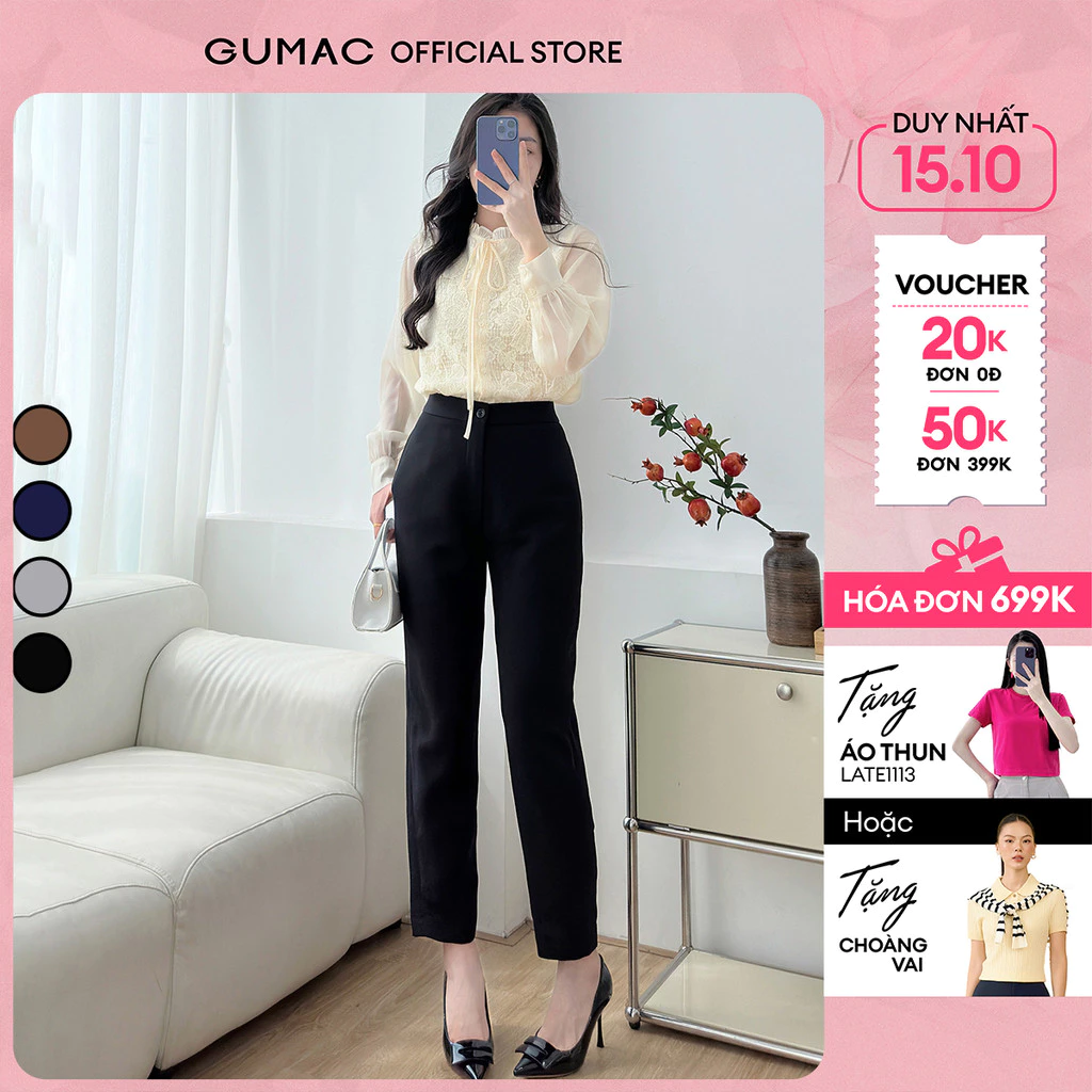 Quần tây nữ baggy ống đứng tuyết mưa dày dặn đứng form thoải mái thời trang GUMAC LQF0110