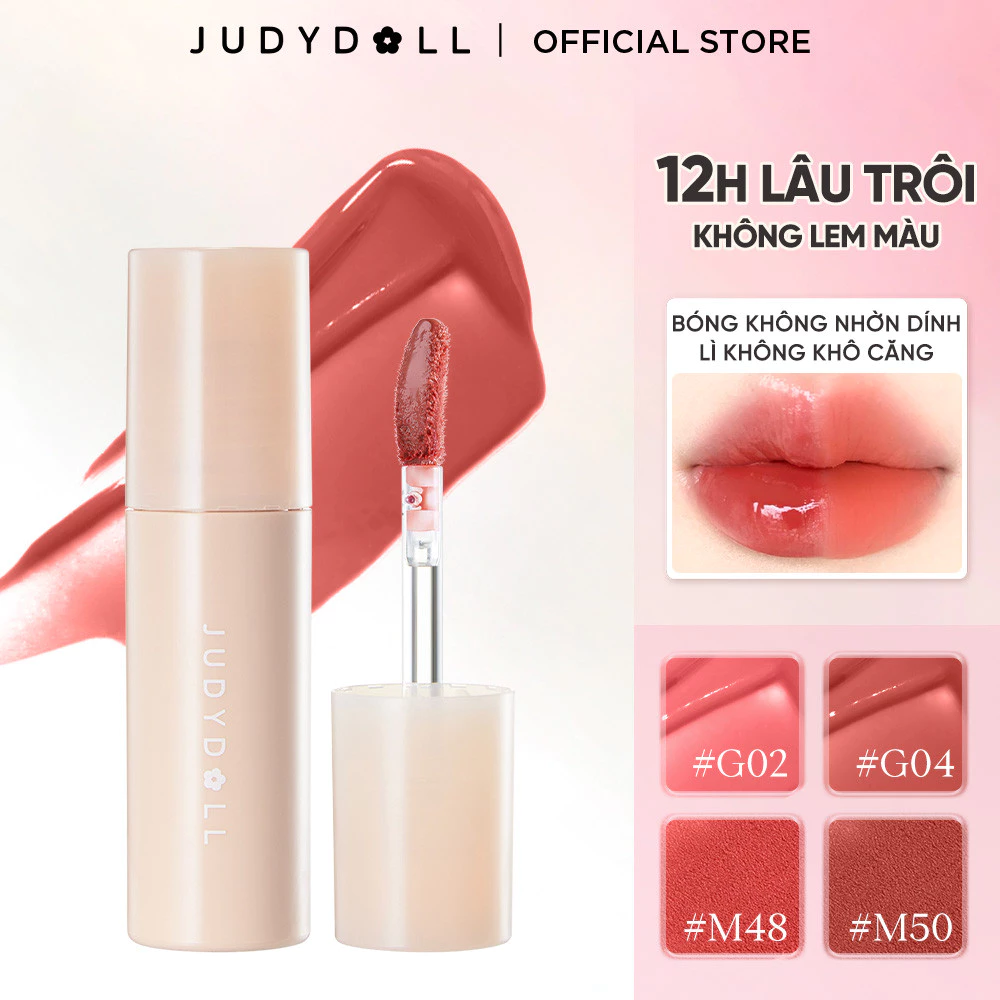 Son Tint Bóng + Son Bùn JUDYDOLL Căng bóng Son kem Mịn lì Mờ Vân môi Lâu Trôi Không khô môi 2,8g