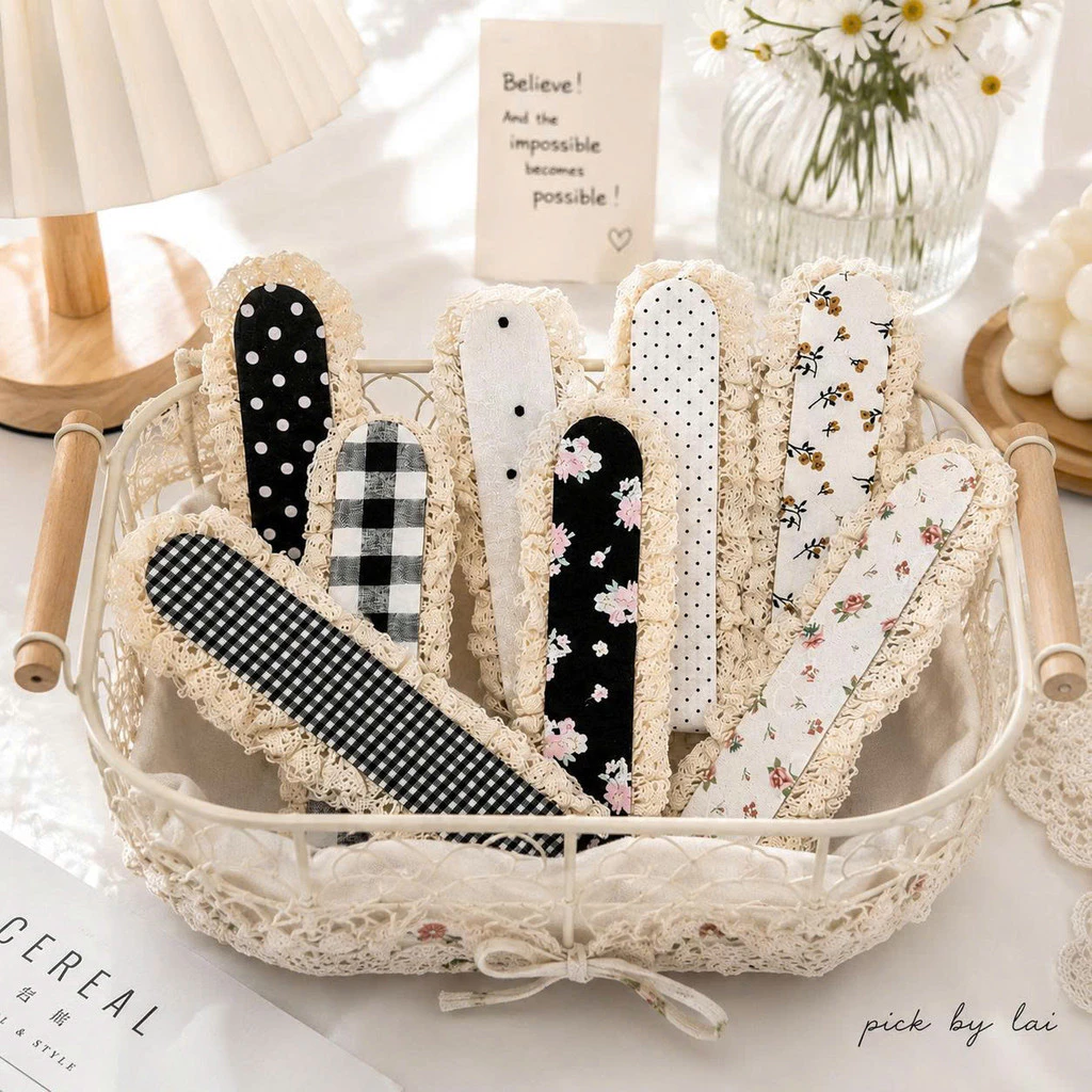 Băng Đô Dán Tóc Ren Chấm Bi Caro Hoa Nhí Vintage, Miếng Dán Tóc Giữ Tóc Mái Rửa Mặt Makeup