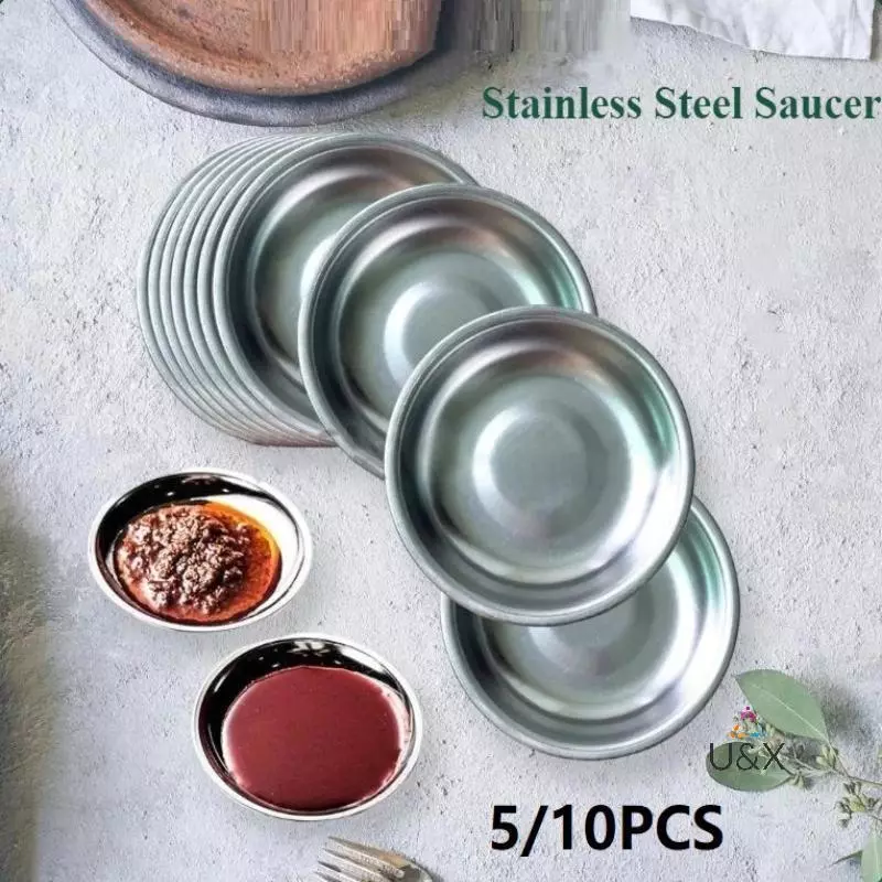 U & X Bát Nhúng Inox 9CM Đĩa Gia Vị Tròn Cho Nhà Bếp Sushi Phục Vụ Món Khai Vị Nước Sốt Tiệc Bên Đĩa 5 / 10 CÁI MỚI
