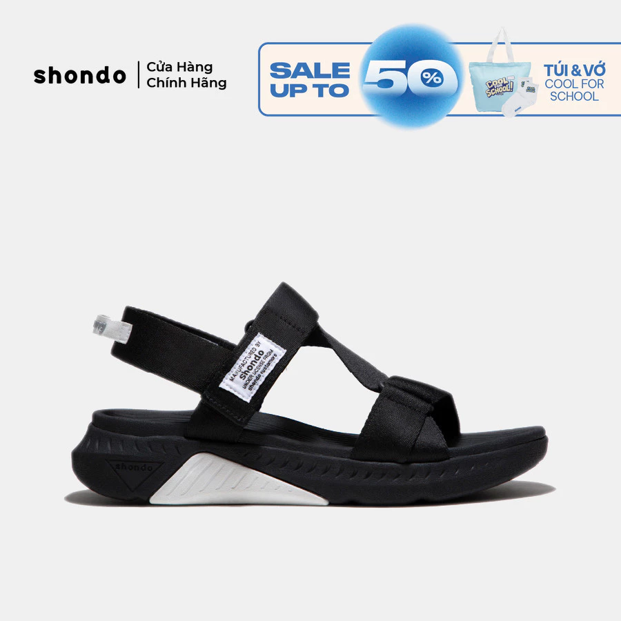 Giày Sandal Nam Nữ Shondo F7R Quai Chéo Thể Thao Đen Phối Trắng Quai Đen F7R1010