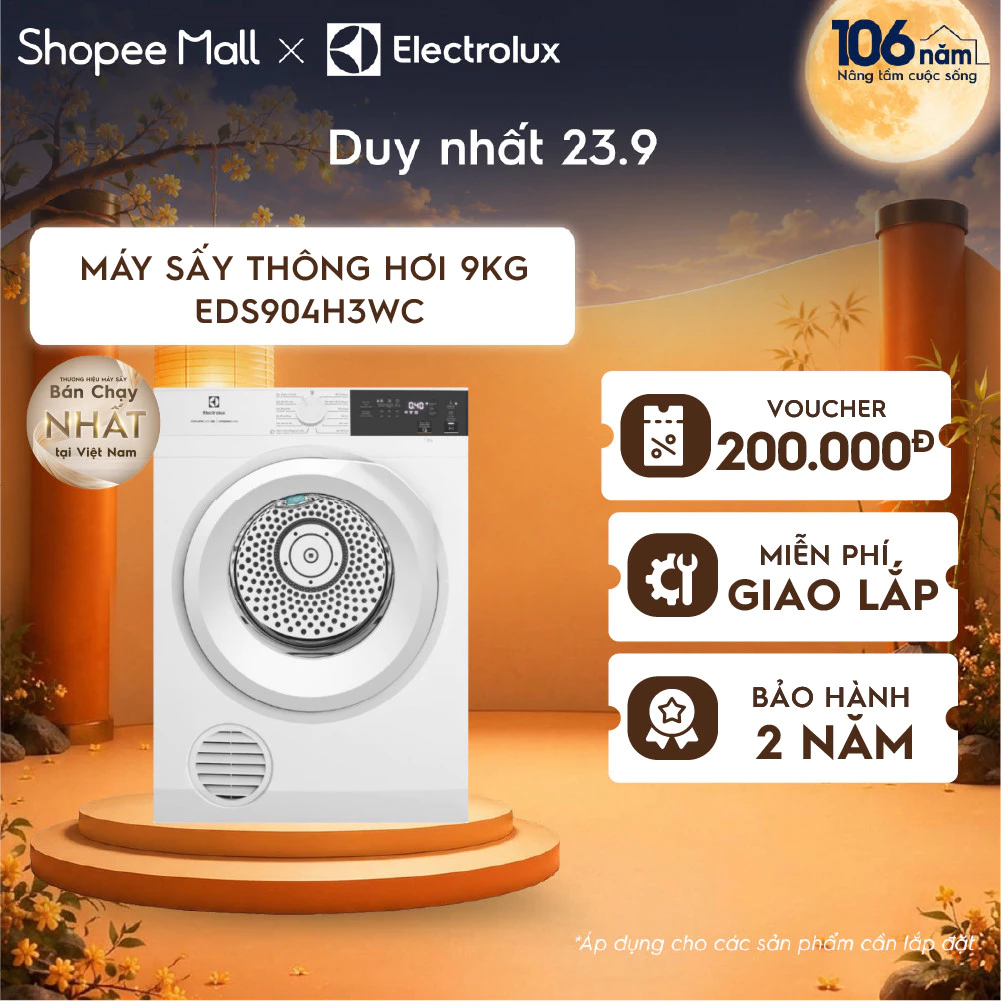 Máy sấy thông hơi Electrolux 9kg UltimateCare 300 - Trắng EDS904H3WC - Làm mới quần áo
