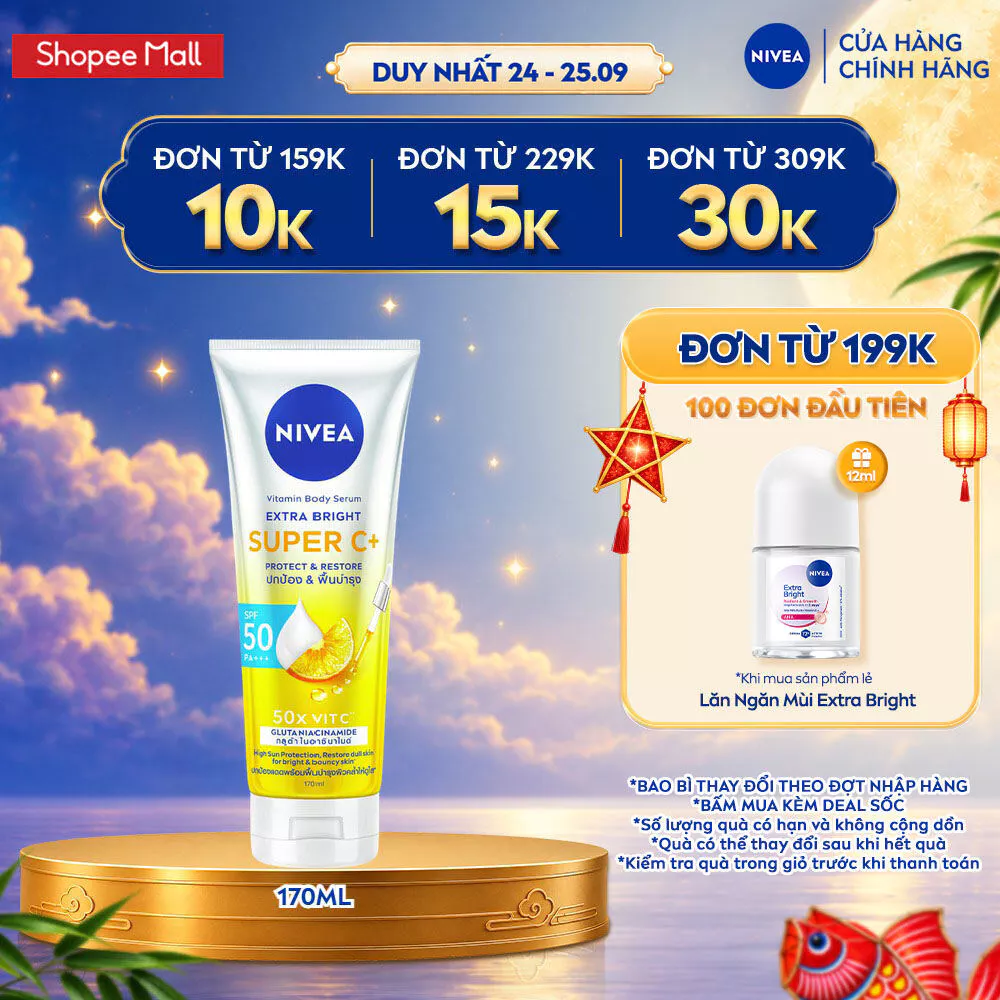Serum Dưỡng Thể & Chống Nắng NIVEA Vitamin Super C+ SPF50 PA+++ 170ml / Kem Chống Nắng Body - 99193