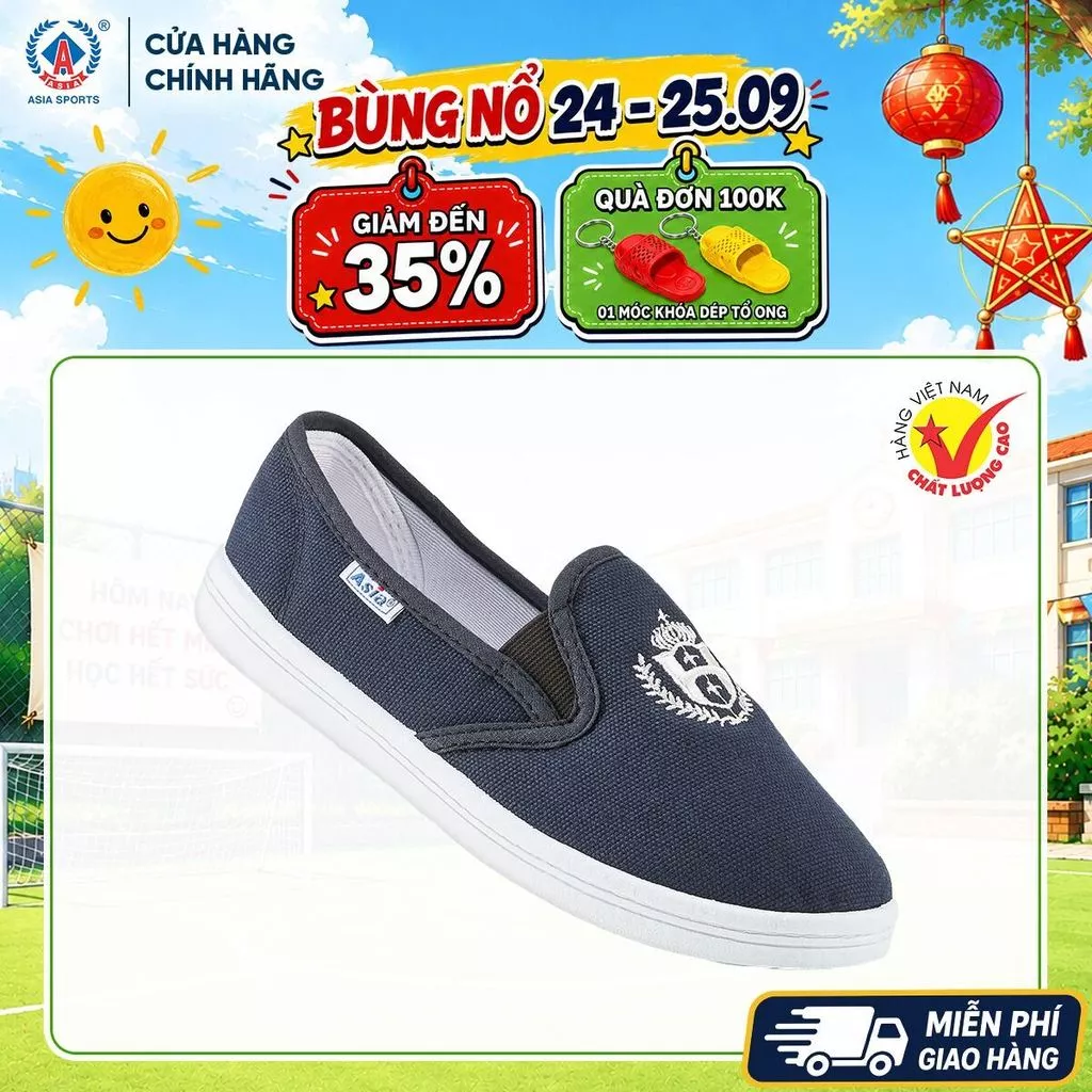 Giày Vải Lười Nữ Trẻ Em ASIA Chính Hãng - Giày Thể Thao Học Sinh Đi Học Đi Bộ Bền Nhẹ - W07