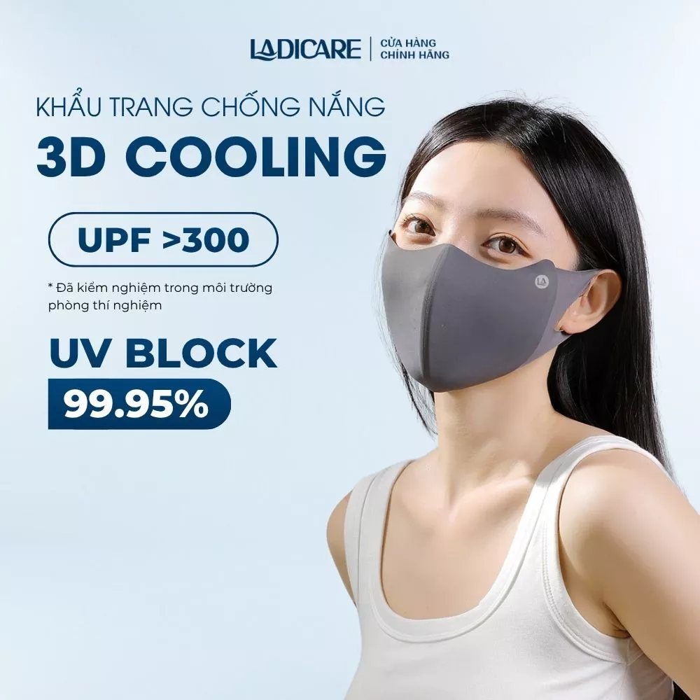[QUÀ TẶNG CHO ĐƠN 99K] Khẩu Trang Chống Nắng 3D COOLING LADICARE ,Khẩu Trang Chống Tia UV Vải Lạnh Cao Cấp, Chính Hãng
