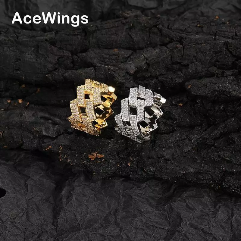Ebay Amazon Bán 14mm Châu Âu Mỹ Hip Hop Nhẫn Micro-Set Zircon Nam Nhẫn Kim Cương Hipster Nhẫn