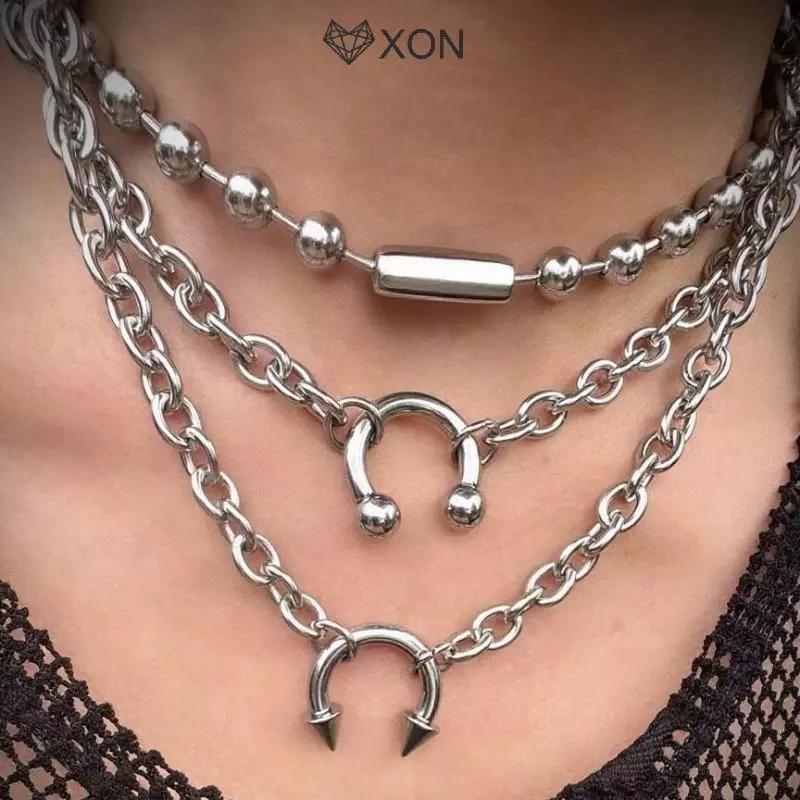 [XON] Goth Rivet Spikes Choker Dành Cho Nữ Punk Y2K Hình Học Spiked Hooves Nelace Phóng Đại Ro Phụ Kiện Trang Sức Quà Tặng [Mina]