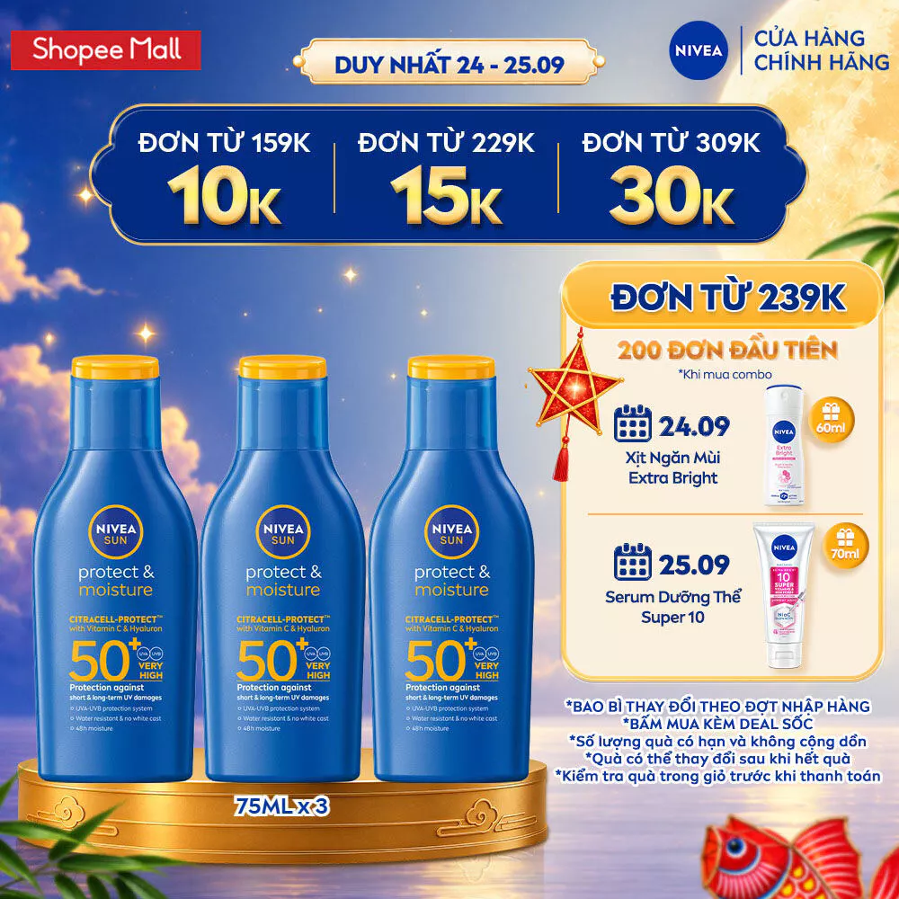 Sữa Chống Nắng Dưỡng Ẩm Toàn Thân NIVEA SUN SPF50+ UVA/UVB (75ml) - 85673