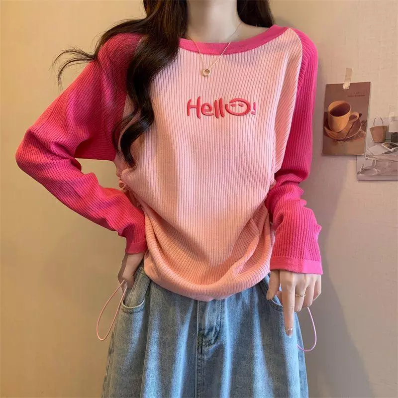 Phụ Nữ Xuân Thu Đông Dài Tay Chắp Vá Dây Rút Gân Màu Khối Rời Plus Kích Thước Áo Top
