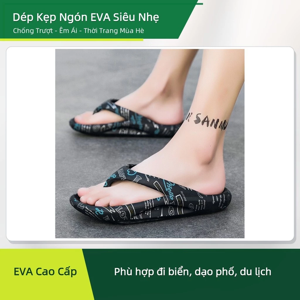 Dép Kẹp Ngón EVA Họa Tiết Chữ Nhẹ Chống Trượt Đi Biển Mùa Hè Unisex ✨deerlu05.vn✨