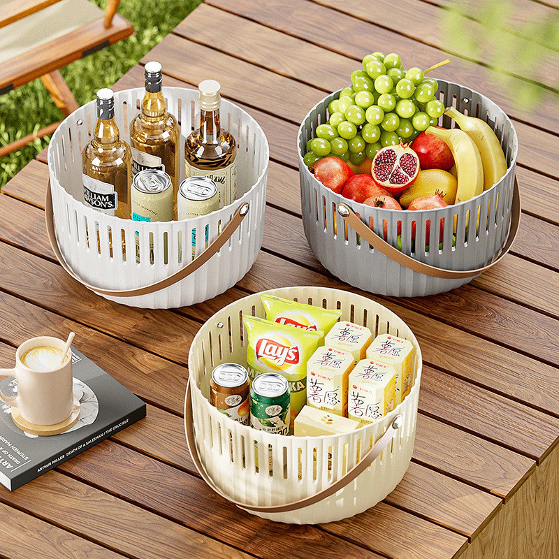 [Sản phẩm mới] Giỏ đựng đồ ăn cắm trại đơn giản Giỏ đựng đồ dã ngoại mùa xuân ngoài trời Giỏ dã ngoại Bento đựng thực phẩm nhựa nhỏ