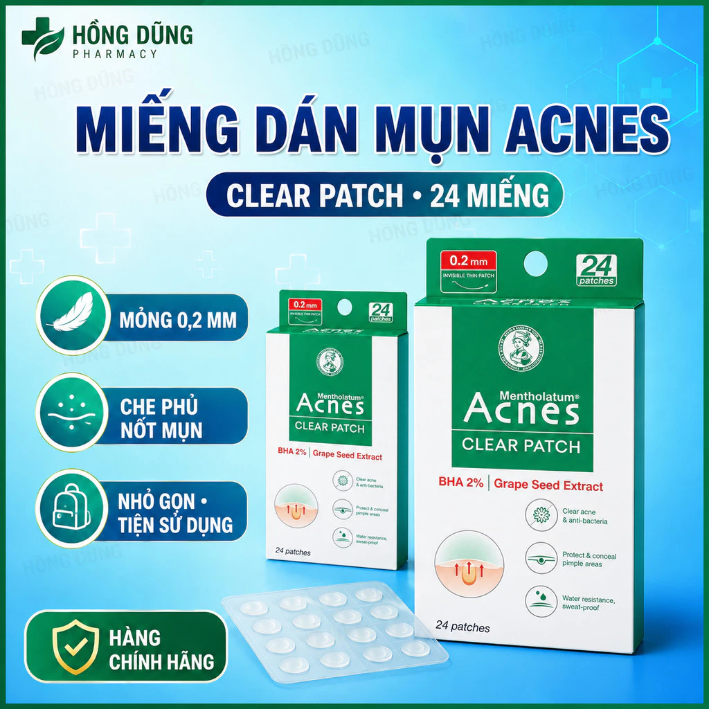 Miếng Dán Mụn Acnes Clear Patch Giúp Giảm Mụn Sưng 24 Miếng