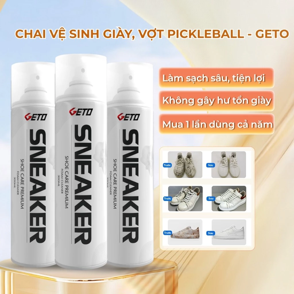 Chai xịt tạo bọt vệ sinh giày Sneaker Geto tiện lợi, Chai xịt khử mùi giày cao cấp khử mùi hôi