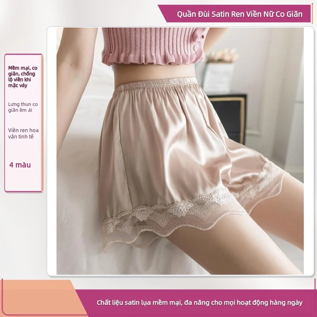 Quần Lót Lụa Satin Co Giãn Nữ Bigsize 40-85kg Quần Ngủ Mặc Váy Chống Trượt