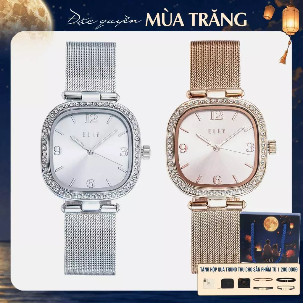 [TẶNG QUÀ TRUNG THU 599K] Đồng hồ nữ ELLY EH16 dây kim loại mặt phủ sapphire chính hãng