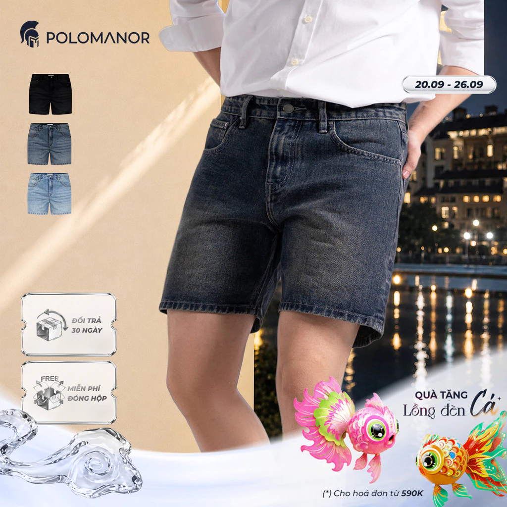 [GIÁ CHỈ CÓ TRÊN LIVE]  Quần short nam, Chất liệu Jean Cao Cấp, Form Regular thoải mái, linh hoạt - POLOMANOR