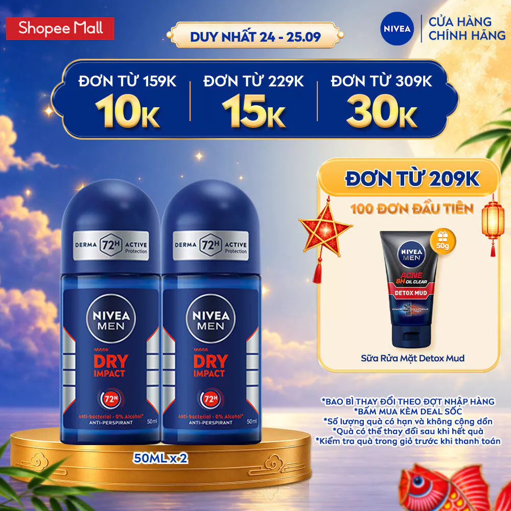 Bộ 2 Lăn Ngăn Mùi NIVEA MEN Khô Thoáng (50 ml) - 81610