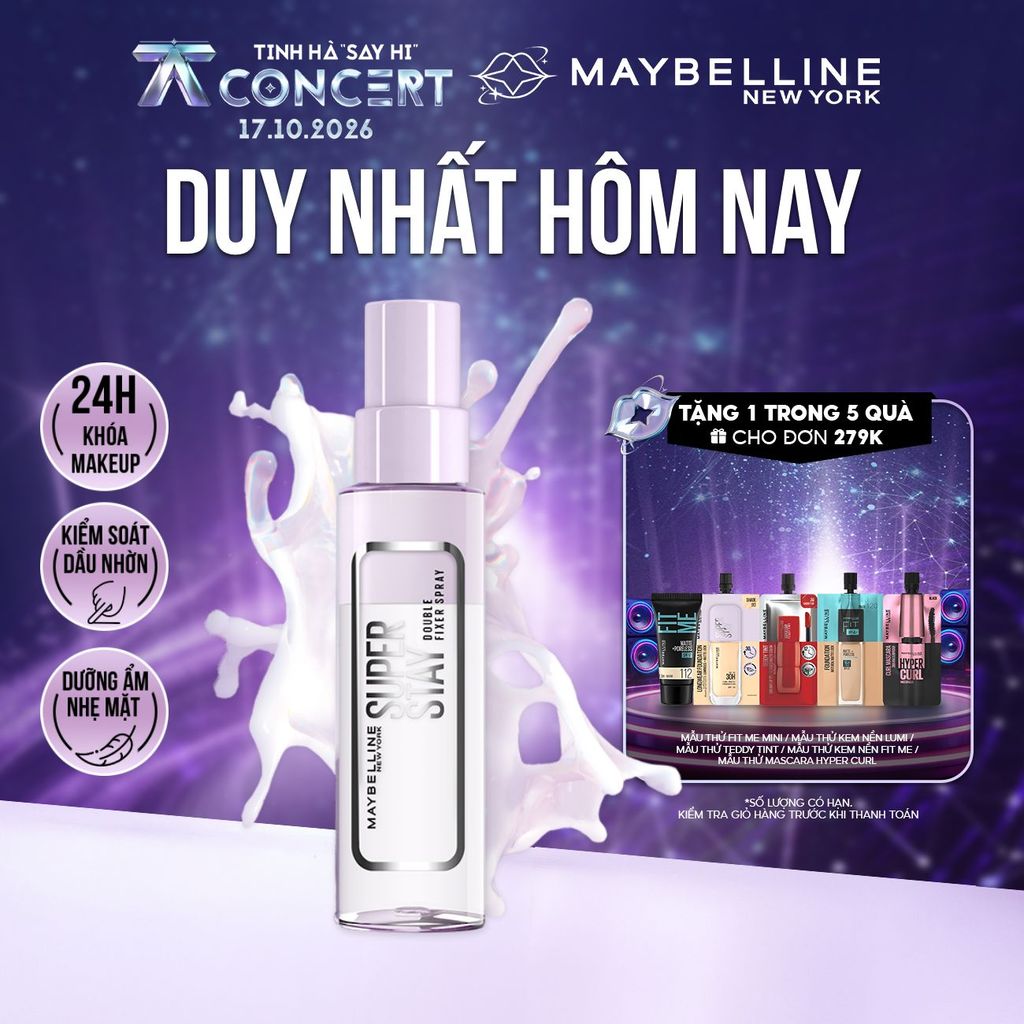Xịt khóa nền dưỡng ẩm Superstay Double Fixer Spray giữ lớp trang điểm lâu trôi…