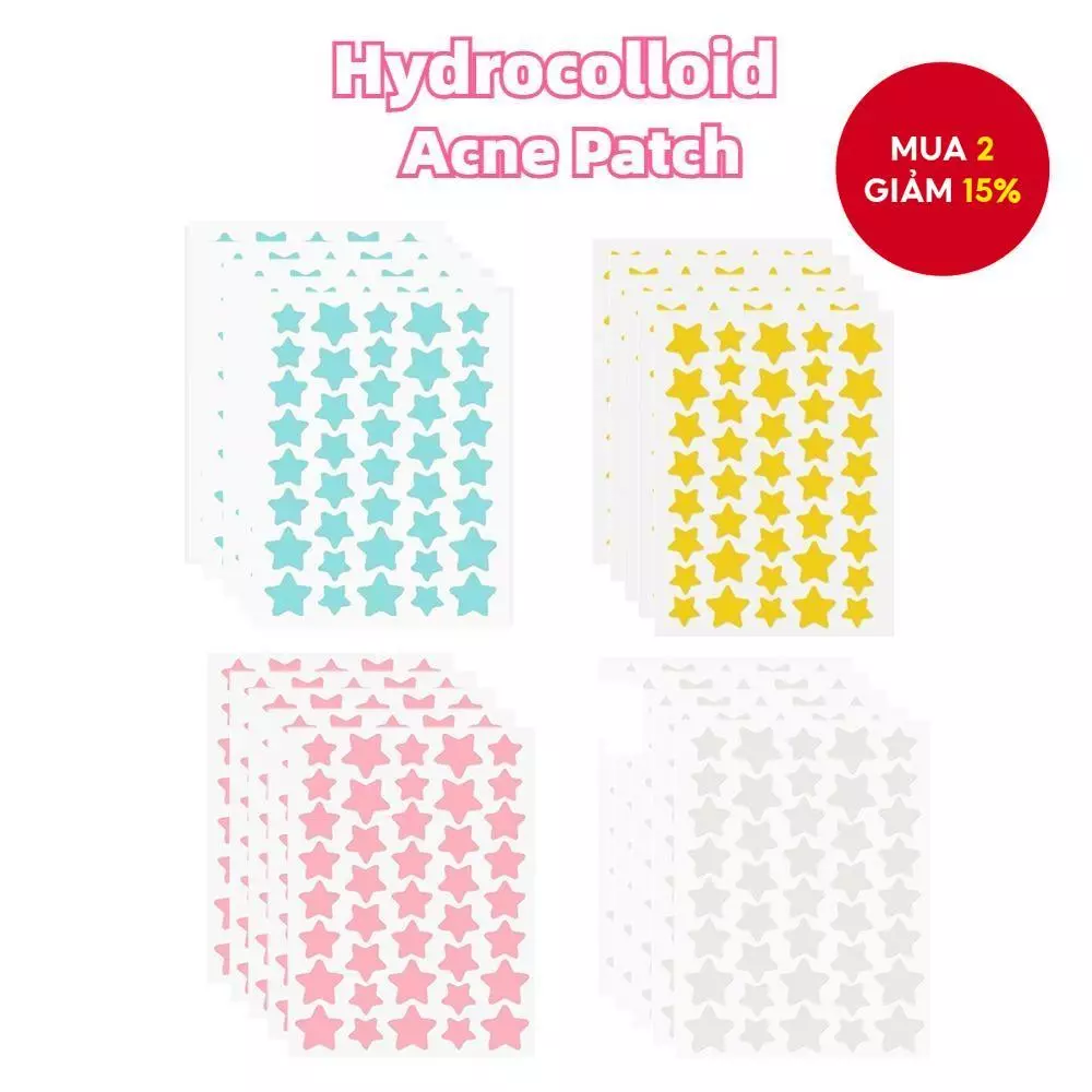 40 Miếng Dán Mụn Hydrocolloid, Che Chắn Mụn Và Vết Thâm, Hình Sao Dễ Thương, Sticker Chăm Sóc da