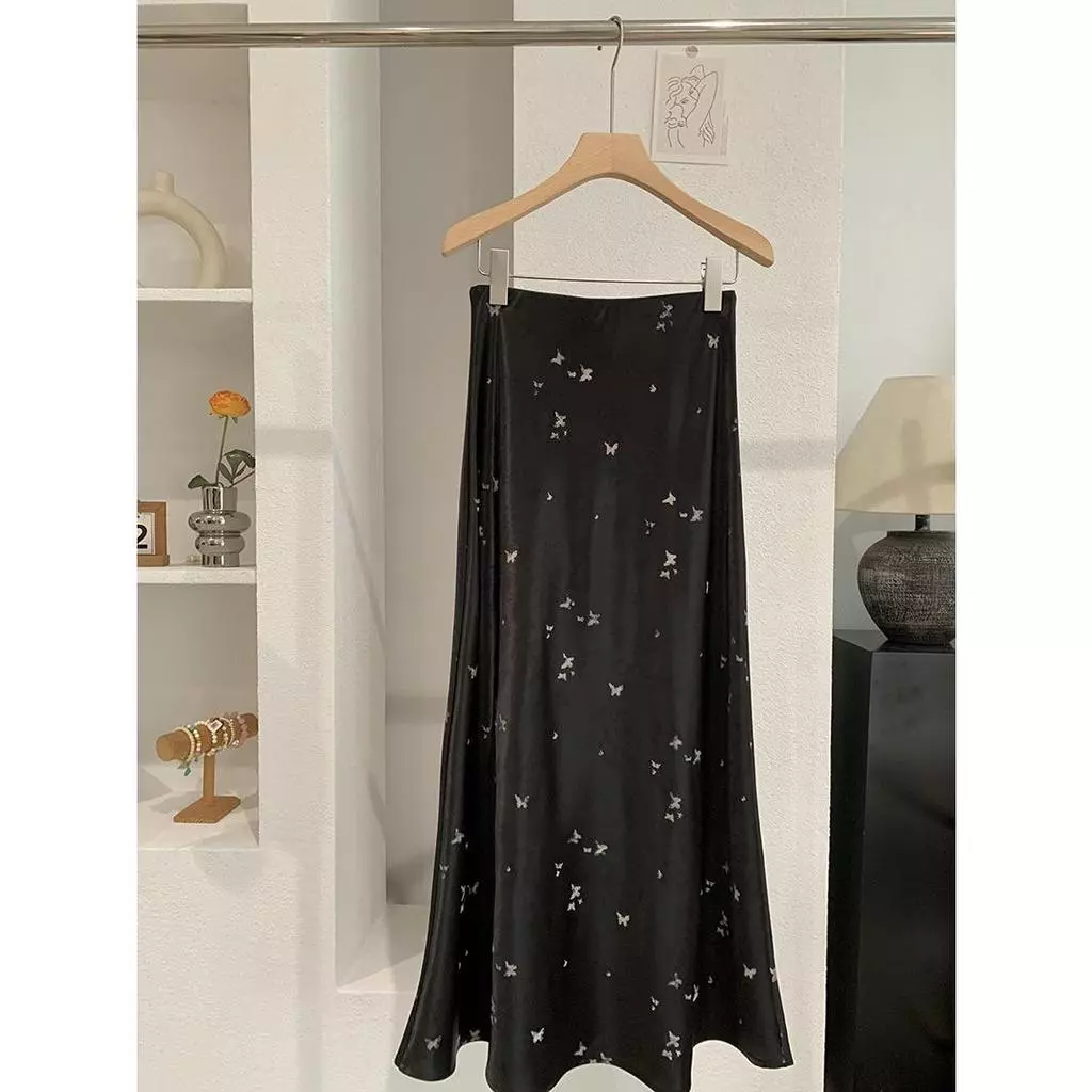 Phụ Nữ Cao Cấp Satin In Hình Drap Mịn Acetate Phong Cách Nhẹ Nhàng Váy Nàng Tiên Cá Dài