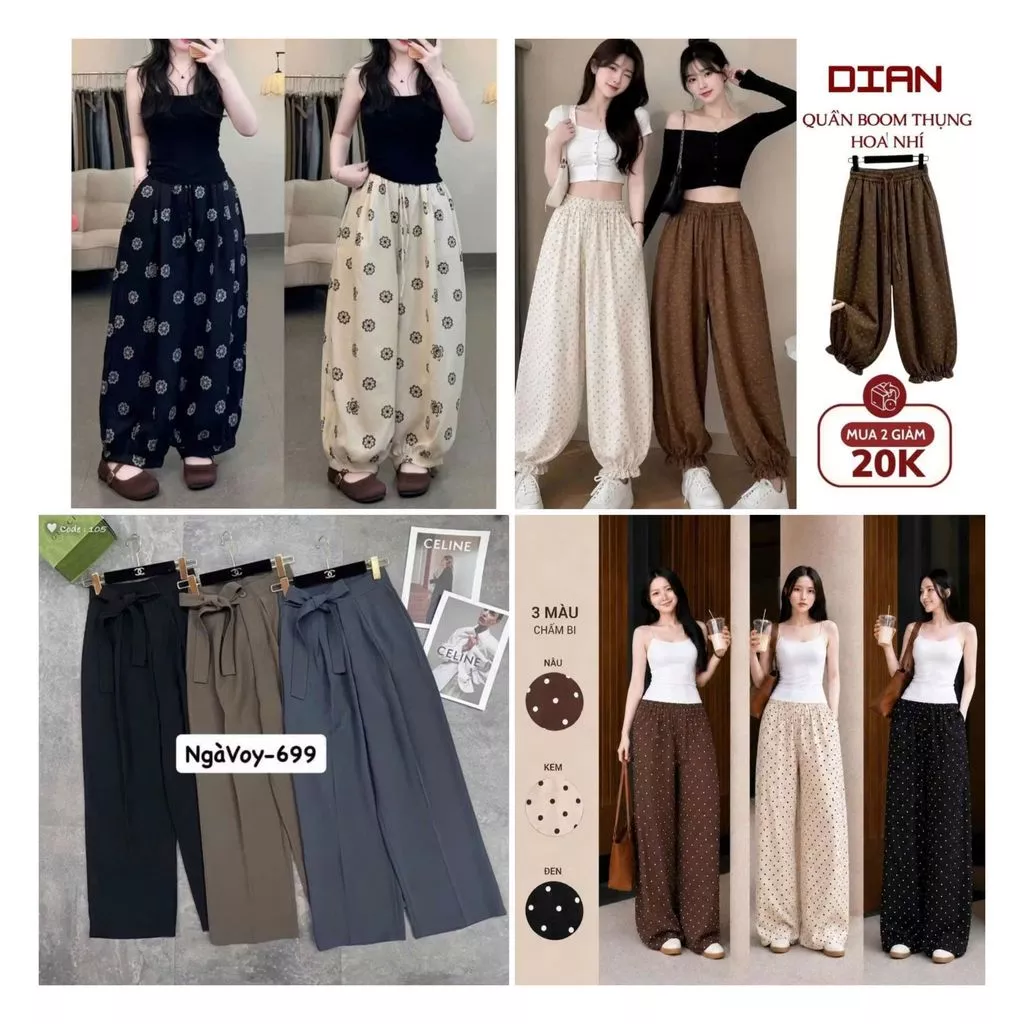 ( Bé Gái 39-50kg )- Quần dài dáng xuông ống rộng họa tiết kẻ caro cho bé -THUBA99