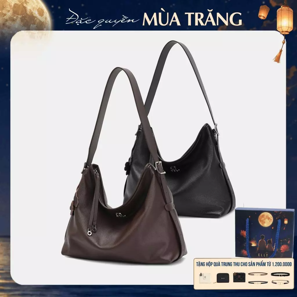 [TẶNG QUÀ TRUNG THU 599K] Túi xách nữ da thật ELLY ET221 túi đeo chéo đeo vai cao cấp công sở thanh lịch