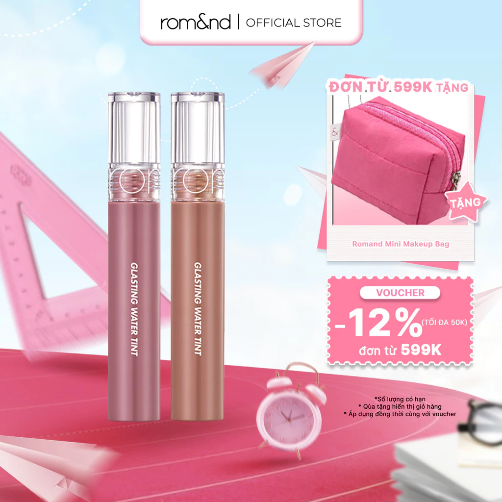 [March Bundle] [Rom&nd] Combo 2 son tint nước siêu lì, lâu trôi Hàn Quốc Romand Glasting Water Tint 4g