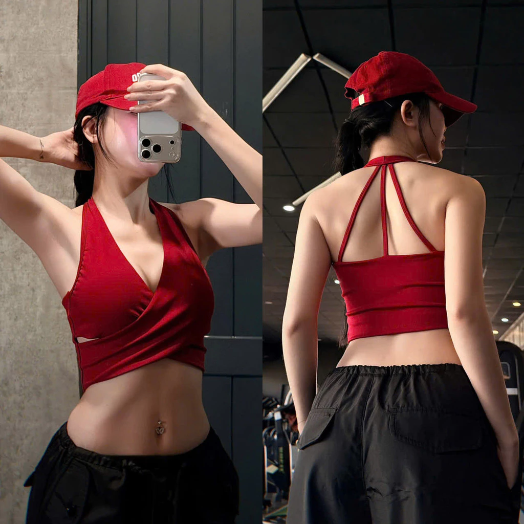 MIDORI SPORT - ÁO CROPTOP 3 DÂY LƯNG C03 - CHẤT THUN LẠNH LULU - KÈM MÚT RỜI  - THÍCH HỢP ĐI TẬP GYM , YOGA , AEROBIC