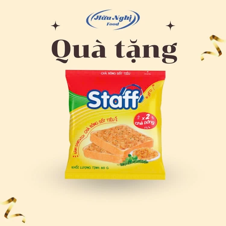 (QUÀ TẶNG KHÔNG BÁN) 1 Bánh mì Chà bông sốt tiêu 60g Staff