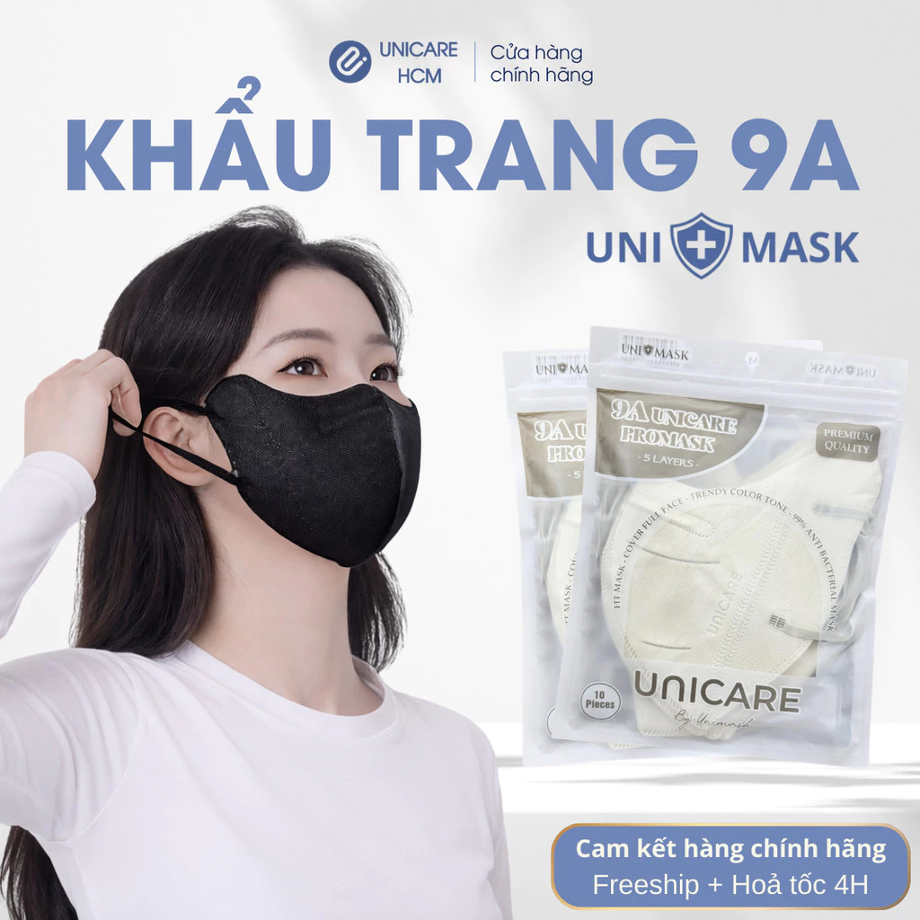 UNICARE Combo Khẩu Trang 9A Cao Cấp 5 Lớp Kháng Khuẩn Chống UV Tuyệt Đối, Thiết Kế Ôm Tới Tai, Chính Hãng