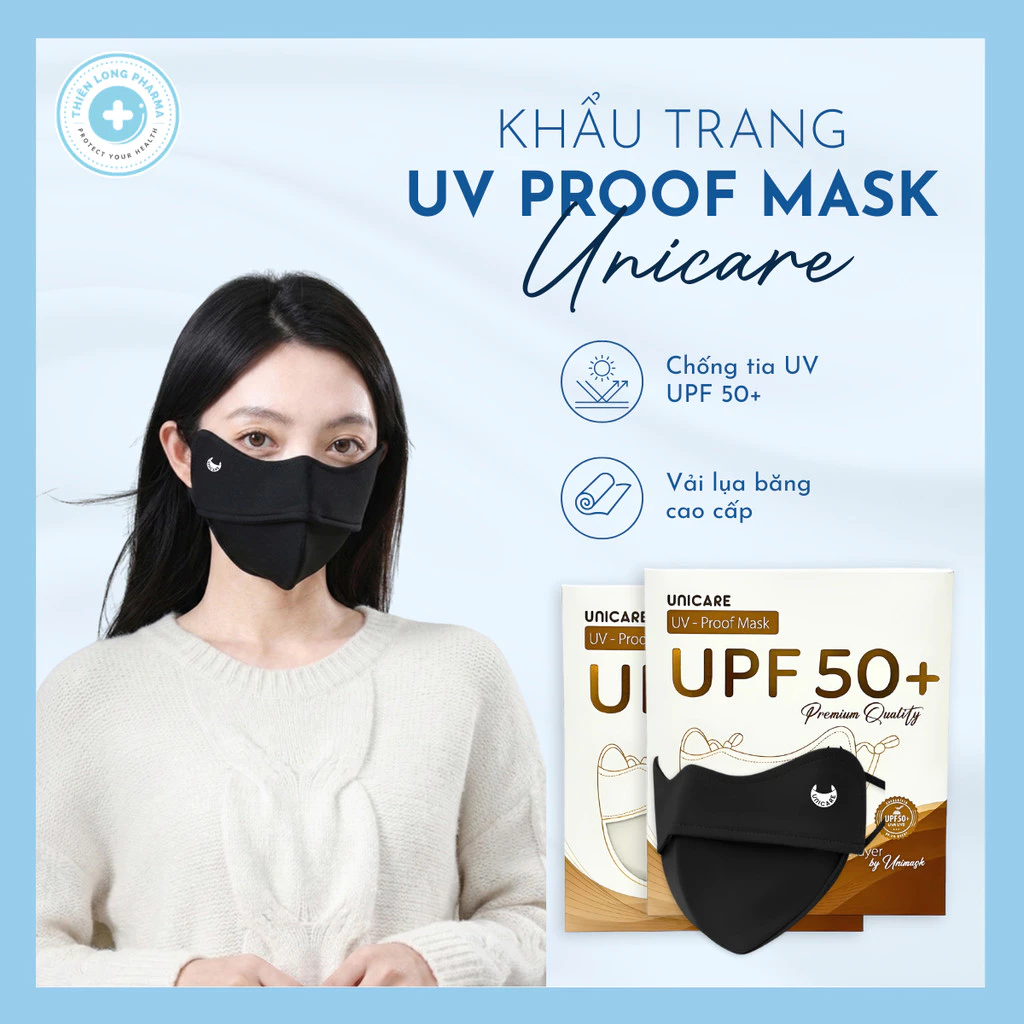 [Combo 2 cái] Khẩu trang vải chống tia UV UNICARE, khẩu trang UV Proof Mask chống nắng chính hãng UNISEX