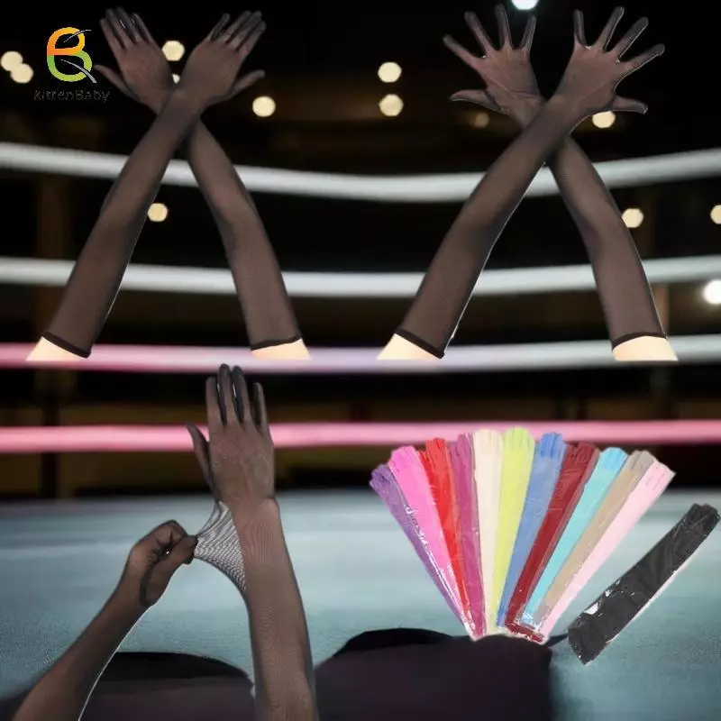 Găng Tay Sợi Lưới Ren Mỏng Xuyên Thấu Cho Cosplay và Trình Diễn Sân Khâu