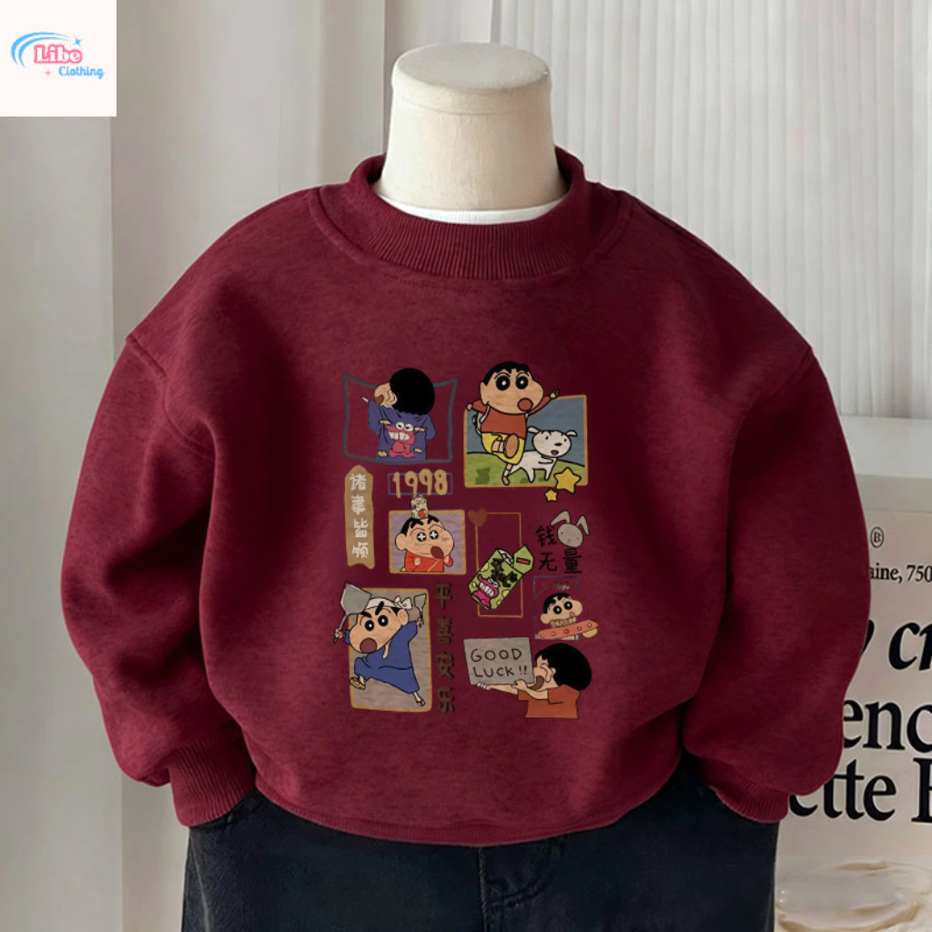 (8–22kg) Áo nỉ mỏng nhẹ màu đỏ tía dành cho bé trai, kiểu dáng Zootopia, Áo sweater cho bé