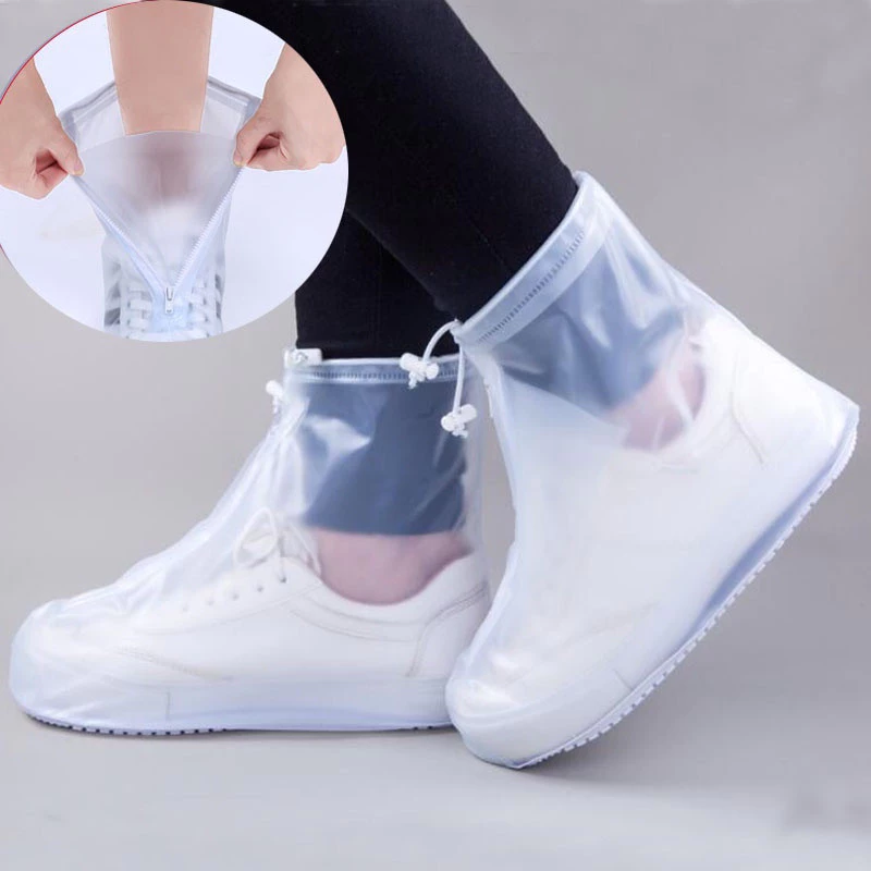 [Dây kéo có lớp chống nước] Vỏ giày chống mưa Vỏ giày đi mưa di động Đế dày chống trượt Vỏ giày thấm nước đế dày mài mòn
