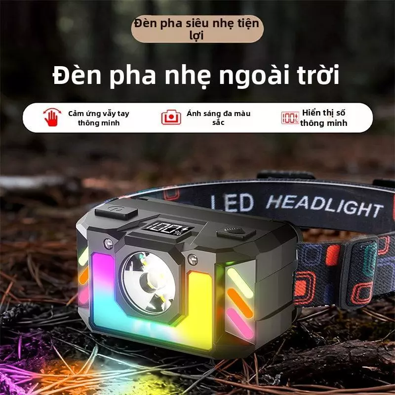 Đèn LED Đội Đầu Cảm Biến, Đèn Pin Cầm Tay Đa Năng Chiếu Xa Siêu Sáng, Pin Trâu, Đèn Đi Câu, Leo Núi