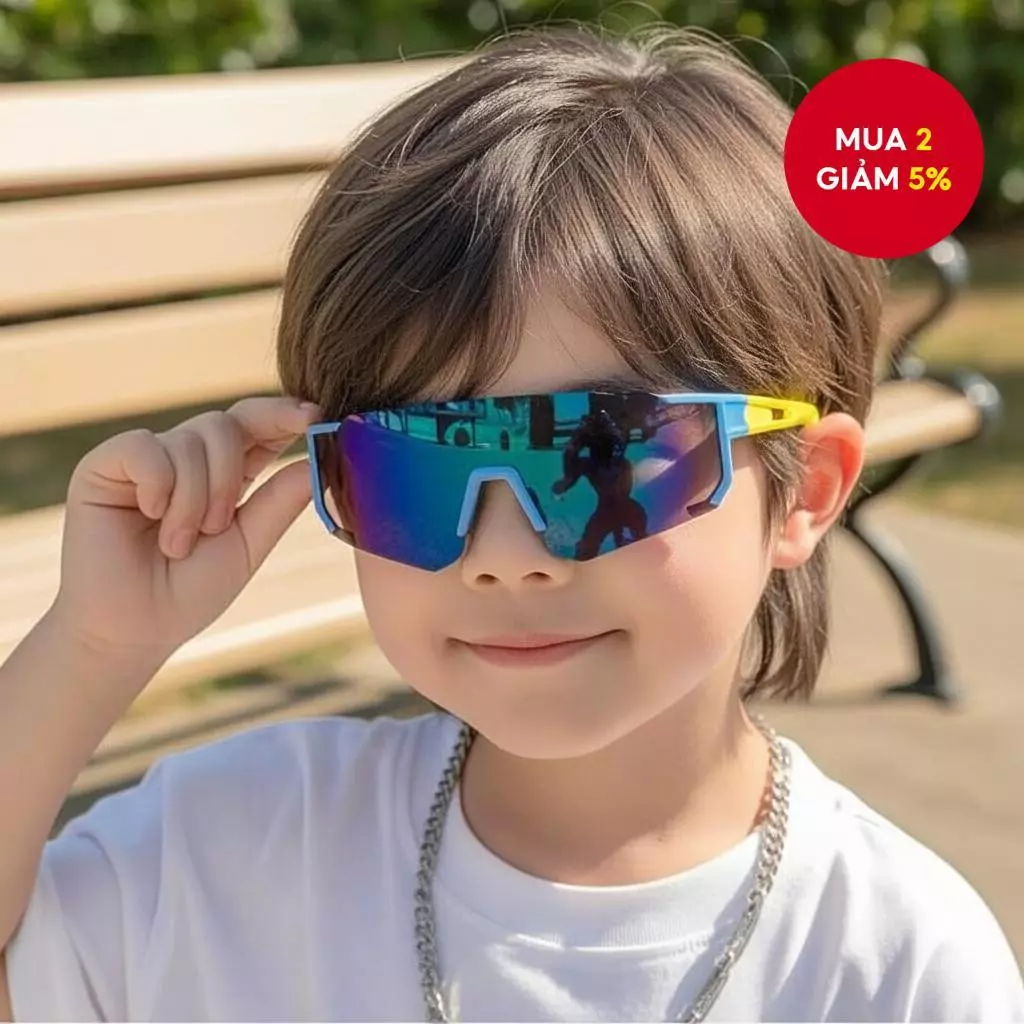 Kính thể thao cho trẻ em chống tia UV, gọng linh hoạt không vỡ, lý tưởng cho bé trai, bé gái đạp xe ngoài trời.