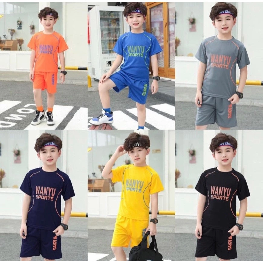 Bộ Quần Áo Thể Thao Cho Bé Trai Mùa Hè Size 14-45kg – Chất Liệu Mát Mịn, Không Bai Xù, Thoáng Khí