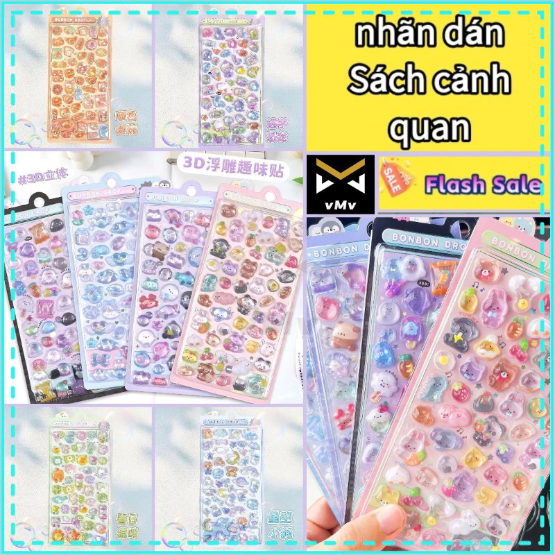 vMv ✨ Sticker DIY Nổi 3D Cute Nhãn dán trang trí ốp điện thoại Chất Liệu Nhựa PVC Phù Hợp Trang Trí Sổ Tay