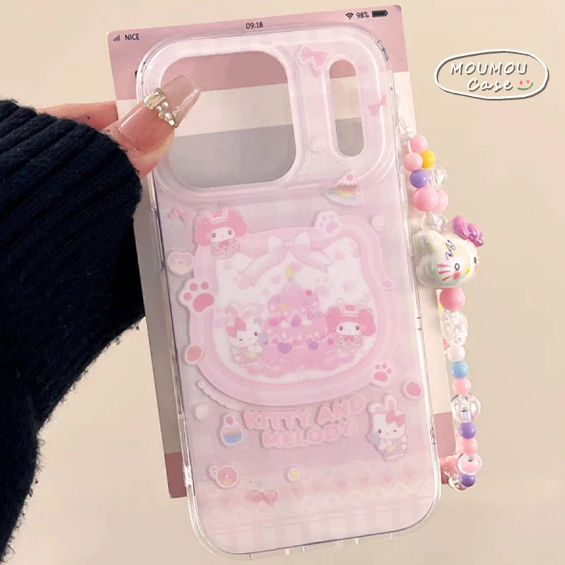 Ốp Lưng Cho Iphone 15 16 11 13 17 12 14 Pro Max 16 7 15 8 Plus X XR XS Max Vỏ vòng tay Hello Kitty Melody IMD đáng yêu