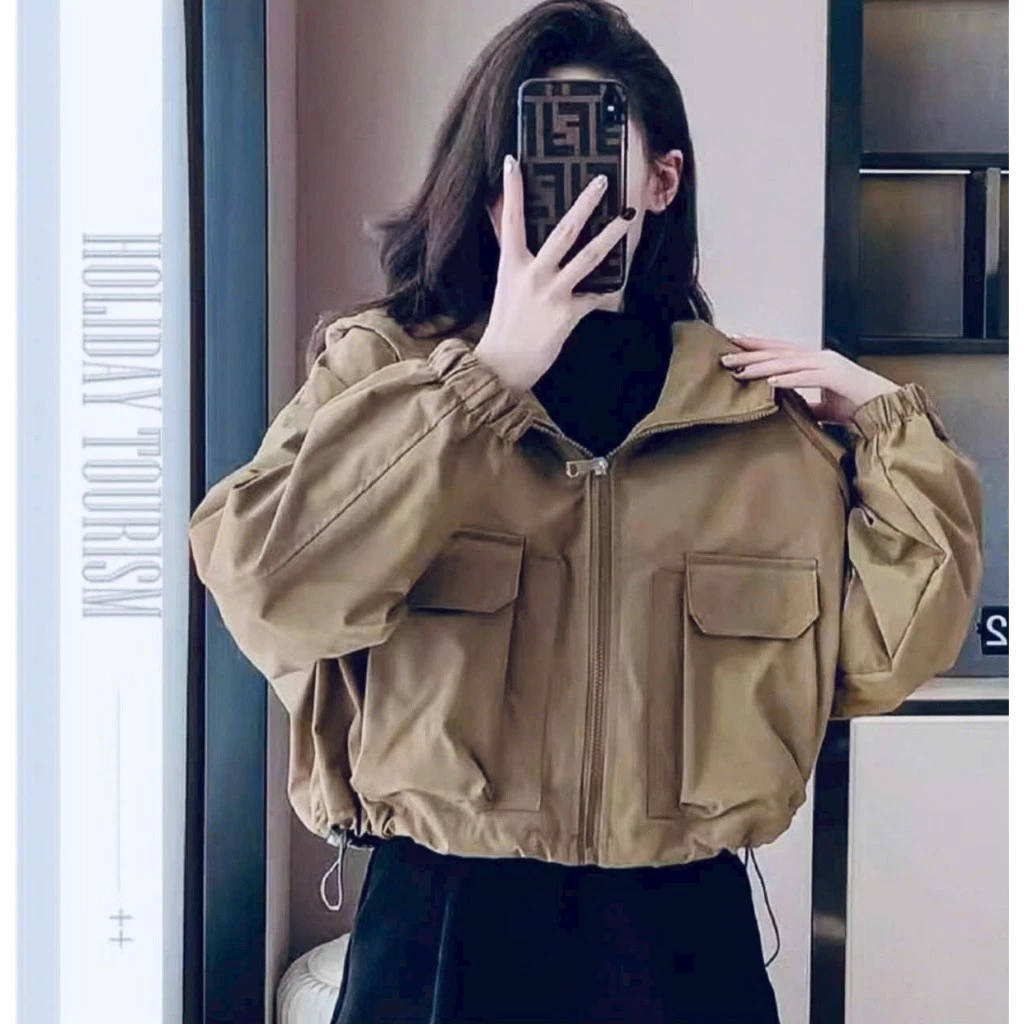 ÁO KHOÁC DÙ NỮ CROPTOP CÓ NÓN PHỐI TÚI HỘP XSTT FASHION