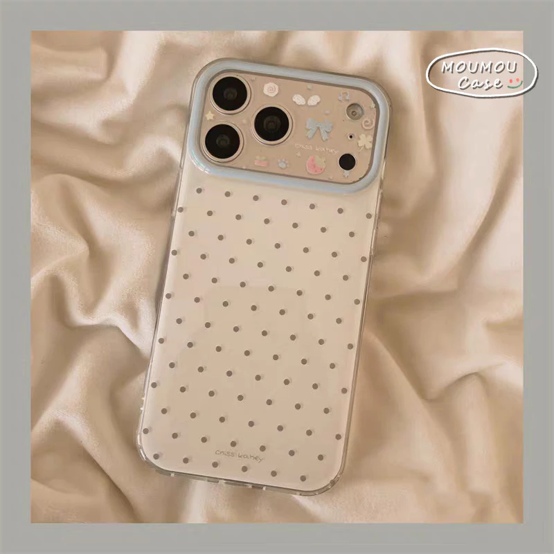 Ốp Lưng Cho Iphone 17 16 11 15 13 14 12 Pro Max 8 16 7 15 Plus X XR XS Max Bìa mềm IMD mới chấm bi đơn giản sang trọng